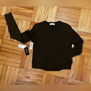 Babaton Army green cropped wool sweater